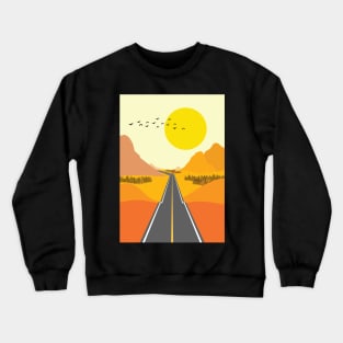 Minimalist Modern Autumn Sunset Road Trip Graphic Art Crewneck Sweatshirt